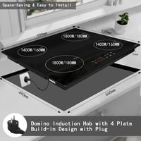 Noxton Domino 60 cm-es indukciós főzőlap, 4 zónás, 7000W, érintőgombos 3