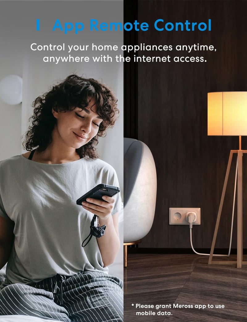 Meross Okos Konnektor Energiafogyasztás Méréssel, WiFi Aljzat 16A, Hangvezérléssel, Apple Home, Alexa és Google Kompatibilis, 4 db Fehér