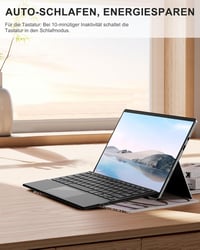 MoKo Bluetooth Érintőpados Billentyűzet Microsoft Surface Pro 7+/7/6/5/4/3 Készülékekhez - QWERTZ Kiosztás, Újratölthető Akkumulátor, Szürke 5