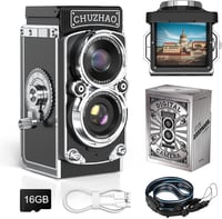 Beedove Retro Mini Digitális Fényképezőgép 1080P FHD Videó 12MP Autófókusz Vintage Kamera 16GB Kártyával Kezdőknek és Gyerekeknek 1
