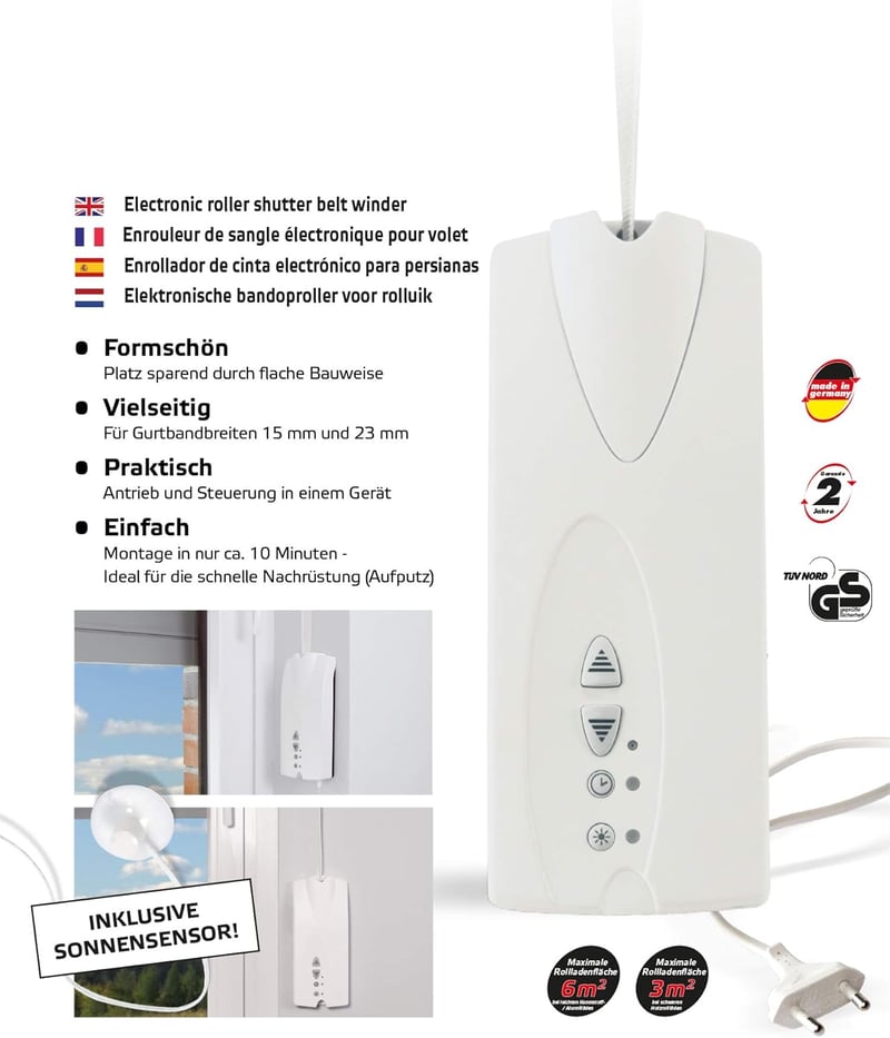 superrollo Professional SR10070 Elektromos Redőnymotor - 30 kg Teherbírás, Fehér, Műanyag Ház, 230V, Otthoni Redőnyautomatizálás