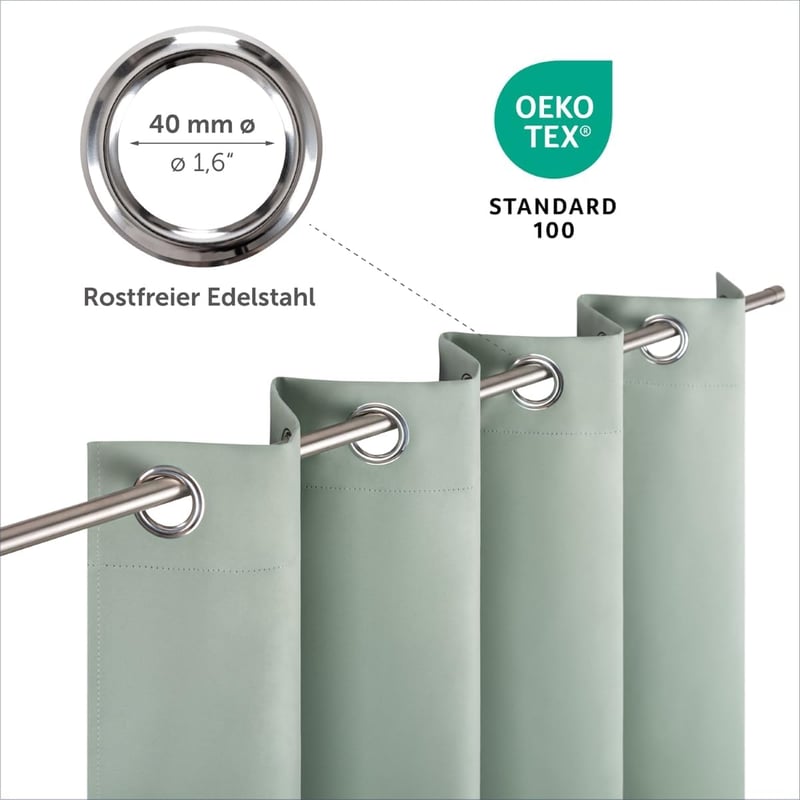 Blumtal sötétítő függöny szett - Hőszigetelő, fényáteresztést gátló, zöld, 225x140 cm, 2 db