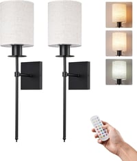 EDISHINE 2 db Akkumulátoros Fali Lámpa - Vezeték Nélküli RGB LED Világítás Távirányítóval, 12 Szín, 2 Dinamikus Mód, USB Tölthető, Fekete 1