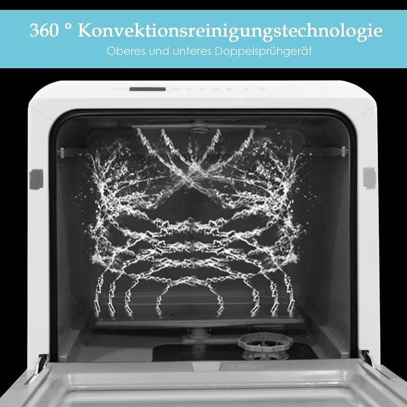 Mini Mosogatógép 6 Programmal - Asztali Kivitel, Víztartállyal vagy Csatlakozással, Szárítás Funkcióval, Lakásba, Irodába, Kemping