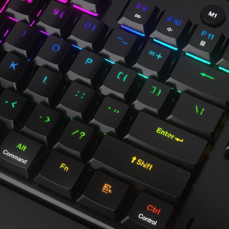 Redragon K618 Horus RGB Mechanikus Gamer Billentyűzet, Háromféle Csatlakozás, Lapos Billentyűk, Lineáris Red Switch, Dedikált Médiavezérlés