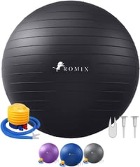 ROMIX Fitness labda 55-75cm - Fekete, pumpával, jógához, pilateshez, terhességhez 8
