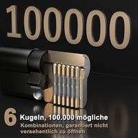 AwmnSrman Zárbetét 30/30 - Kétoldalú Hengerzár 5 Kulccsal, Réz Biztonsági Zárcilinder, Fúrásvédett, Ütésálló, Matt Nikkel Kivitel, Univerzál 4