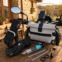 Téli motoros komfort: fűthető kesztyű + vízálló kormánytáska + rezgéscsillapító telefontartó + olajleszívó 1