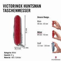 Vreckový nôž Victorinox Huntsman 91 mm červený, 15-funkčný švajčiarsky nôž s čepeľou, vývrtkou a otváračom na konzervy (stav: pozri 2. obrázok) 1