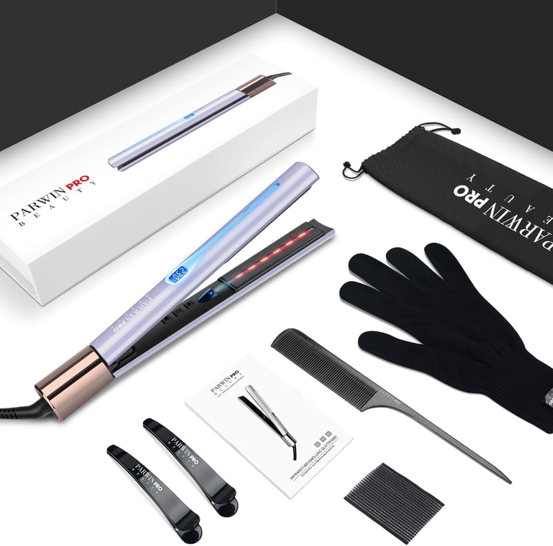 PARWIN PRO BEAUTY Infravörös Ionos Hajvasaló és Hajgöndörítő 2-in-1, 14 Hőfokozat 100-230°C, Antisztatikus Hatás, Kerámia Bevonat, Rózsaszín