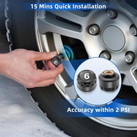 KAOLALI T12-6 Vezeték Nélküli Napelemes Gumiabroncs Nyomásfigyelő Rendszer 6 Kerékhez - 9,9 Bar/144 PSI, Autó, Lakókocsi, Busz 8
