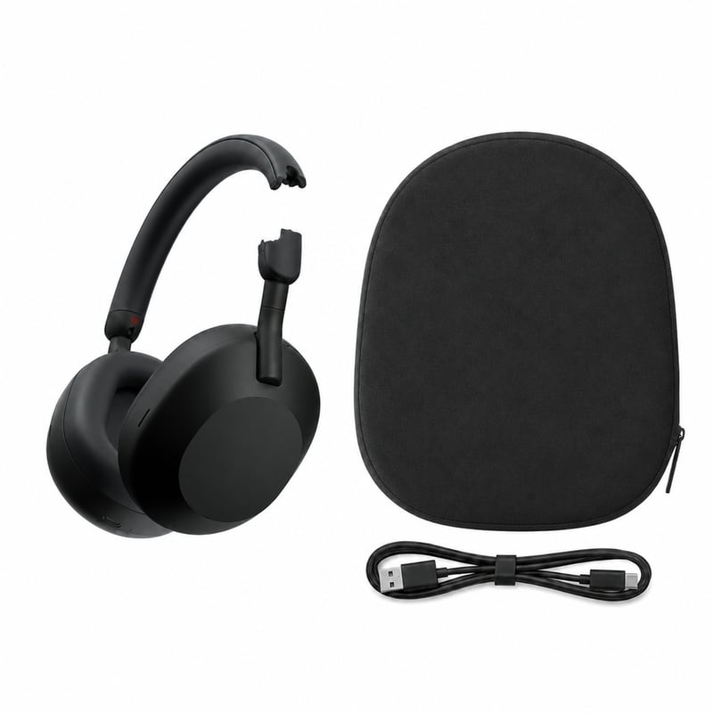 Bezdrôtové slúchadlá s potlačením hluku Sony WH-1000XM5 Bluetooth — nefunkčné, na náhradné diely: zlomená ľavá strana (stav: pozri 2. obrázok)