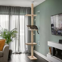 Runesol Mennyezetig Érő Macska Kaparófa, 245-288 cm, Állítható Magasságú, Bézs 2