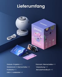 POCOCO Csillagos Égbolt Projektor - Galaxis Vetítő Gyerekeknek és Felnőtteknek, Hálószobai Dekoráció, Altatást Segítő LED Lámpa, 2 Cserélhet - White 8