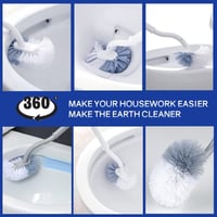 WC-kefe szett erős sörtékkel és peremtisztítóval - 2 db fehér, hosszú nyelű toilette kefe tartóval 5