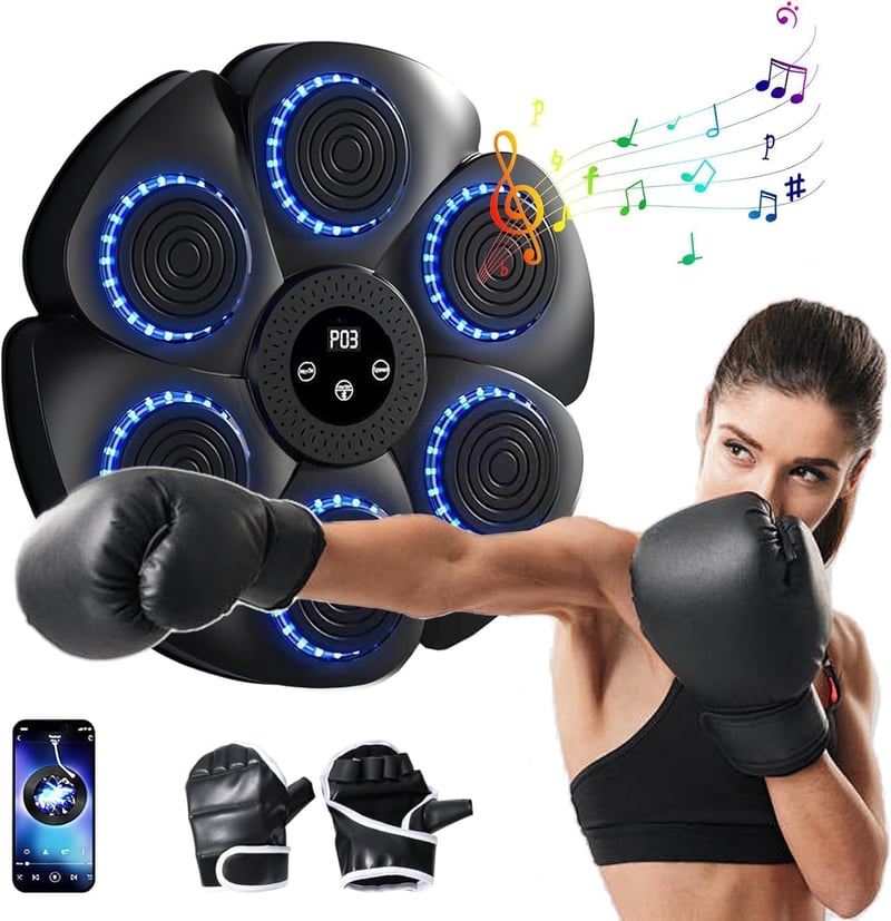 Shangmeishidai Falra szerelhető Boxgép 9 Sebességi Móddal, Bluetooth Támogatással - Agilitás és Reflexfejlesztő Edzőeszköz Boxkesztyűkkel