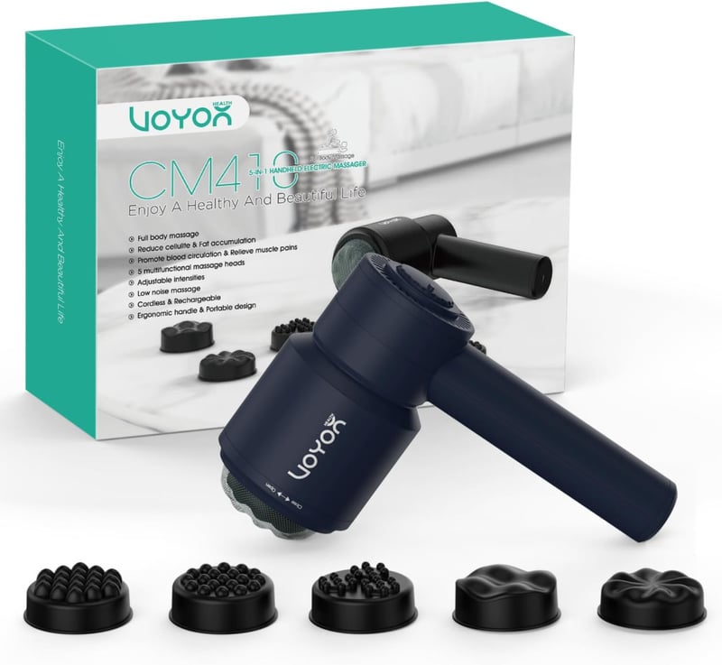 VOYOR-HEALTH CM410 Kézi Elektromos Masszírozó - Vezeték Nélküli Újratölthető Izomfájdalom Enyhítő Nyakra, Vállra, Hasra, Derékra, Combra (Ké