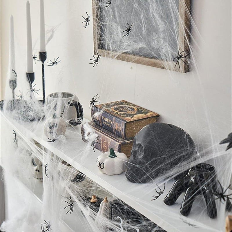 Világító, Nyújtható Pókháló - Ijesztő Halloween Dekoráció