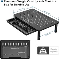 BONTEC Monitor Állvány - Ergonomikus Képernyőemelő, 36,8 x 23,1 cm, 1,18 kg, Stabil Asztali Tartó Számítógép Monitorhoz, Fekete 7
