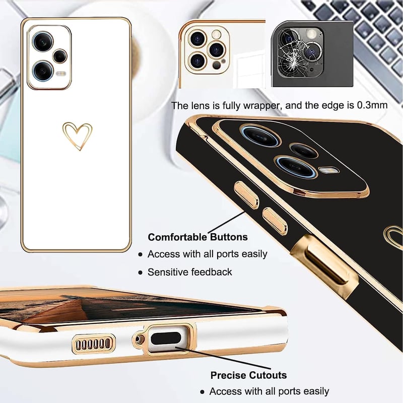 Xiaomi Redmi Note 12 Pro 5G Fehér Szíves Lányos Vékony TPU Tok