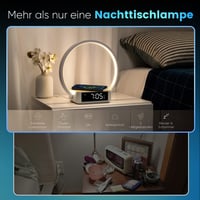WILIT LED Éjjeli lámpa ébresztővel és vezeték nélküli töltővel, fa dizájn 3