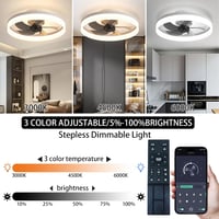 EIDISUNY Modern Mennyezeti Ventilátor LED Világítással - 19" Lapos Dizájn, 72W, Távirányítóval, 3 Színhőmérséklet, Nappali és Hálószoba Vent 3