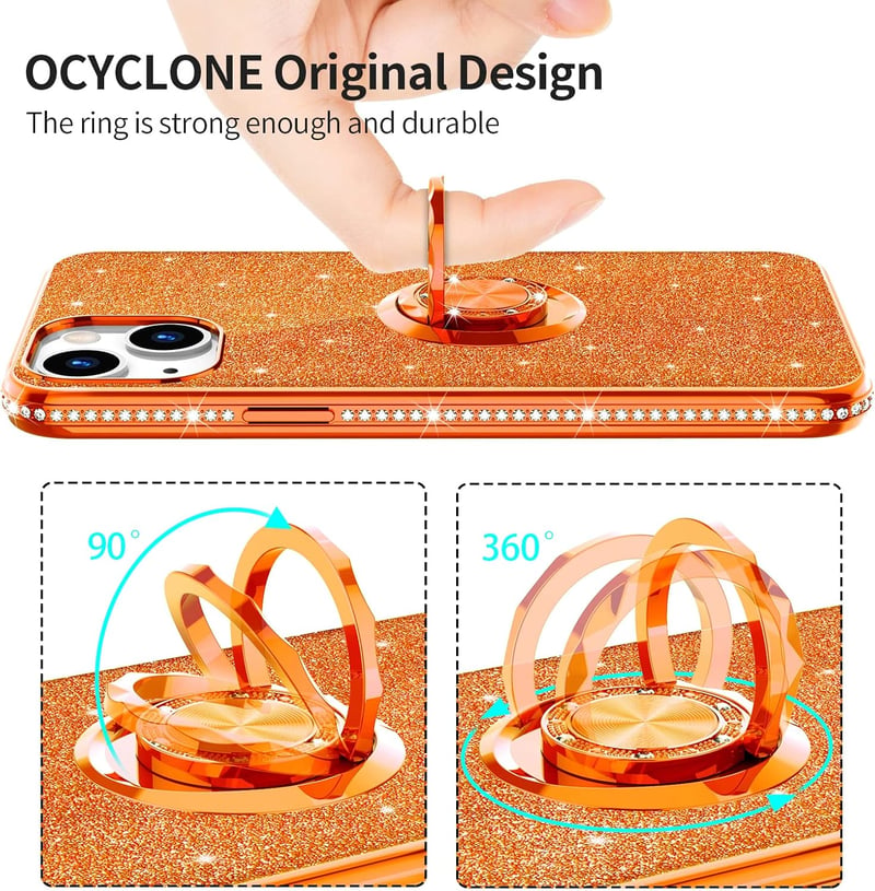 iPhone 13 Rosegold Csillogó Glitteres Gyűrűs Ütésálló Tok