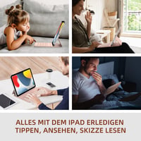 HOU Slim Bluetooth Billentyűzetes Tok iPad 10. és 11. Generációhoz - Műbőr Védőtok QWERTZ Kiosztással, Ergonomikus Állítható Tartóval, Rózsa 12