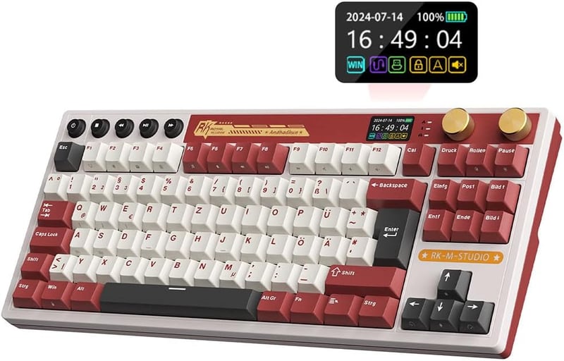 Tastatură Mecanică de Gaming RK ROYAL KLUDGE M87 - 75% TKL, Wireless, cu Ecran, Două Butoane, RGB, 7500 mAh, Hot-Swap Linear Crea