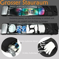 BlesMaller Snowboard Táska Kerekekkel - Párnázott Sízsák 170 cm-es Snowboardhoz, Sícipőhöz és Felszereléshez, Állítható Méretű, Oxford Anyag 3