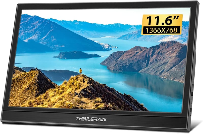Thinlerain 11,6" Hordozható Monitor HDMI Csatlakozással - 1366x768 HD Kijelző Beépített Hangszórókkal Raspberry Pi kompatibilis