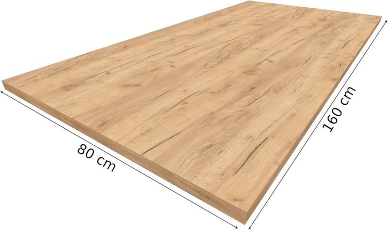 POKAR Asztallap 160x80 cm - Tömör Íróasztal és Étkezőasztal Lap Golden Craft Tölgy Színben, Könnyű Bútorlapból