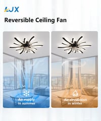 LJX Okos Mennyezeti Lámpa Ventilátorral 78 cm - Alexa és Google Kompatibilis, Csendes DC Motor, Szabályozható Fényerő, Téli/Nyári Üzemmód, F 4