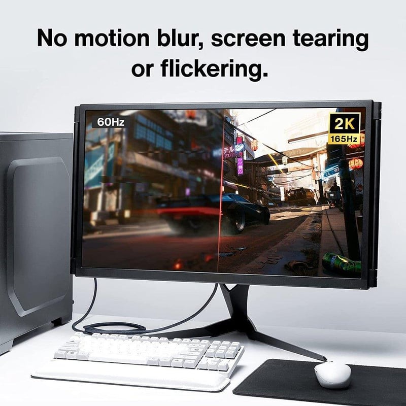 IVANKY DisplayPort kábel 4K 60Hz, 2K 144Hz, 1080p 240Hz, FreeSync G-Sync gamer monitor PC grafikus kártya 1m szürke