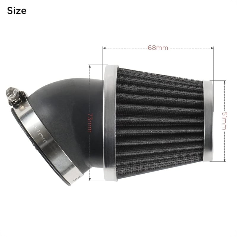 Univerzális 45°-os Motorkerékpár Légszűrő, 34-36mm, Fekete - Evermotor