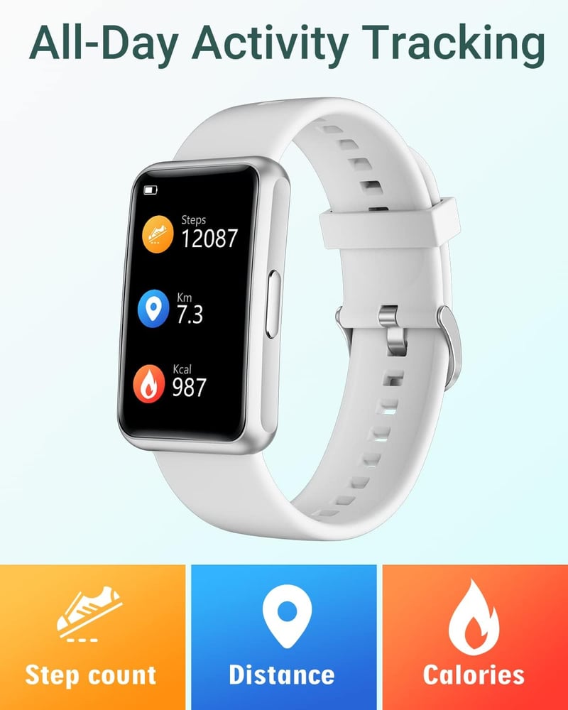 HUAKUA Okosóra Lépésszámlálóval - Nagy Kijelzős, Vízálló Fitnesz Tracker, App Nélkül