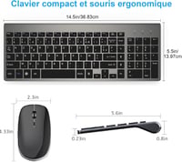 GALENMORO Csendes Vezeték Nélküli Billentyűzet és Egér Szett - Fekete, Ergonomikus, PC/Laptop Kompatibilis 2