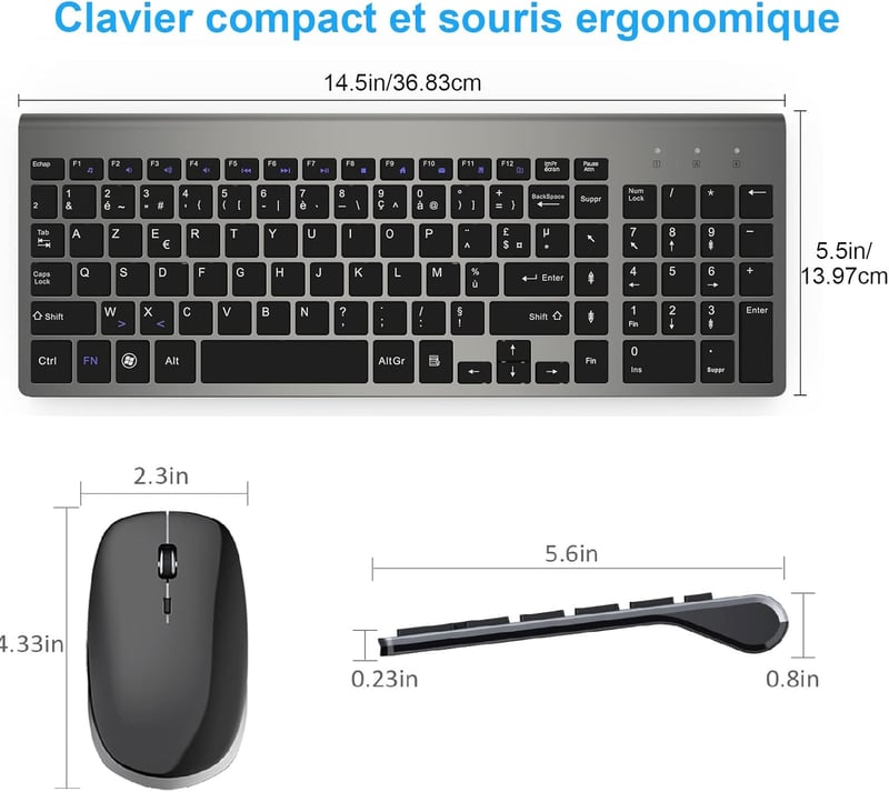 GALENMORO Csendes Vezeték Nélküli Billentyűzet és Egér Szett - Fekete, Ergonomikus, PC/Laptop Kompatibilis