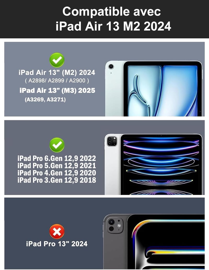 JADEMALL Magic Keyboard iPad Air 13 M2 2024 - Lebegő Állvány, Háttérvilágítás, Érintőpad és Gyorsbillentyűk, Bluetooth Billentyűzet Alumíniu