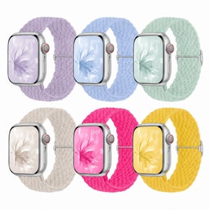 Raradev pleteni elastični najlonski remen za Apple Watch 38/40/41/42/44/45/46mm Series 1-11 SE kompatibilan, u 8 boja, set od 6 komada