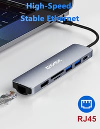 ZESKRIS 7-in-1 USB-C Hub Adapter Ethernet, 100W PD, 4K HDMI, USB 3.0, TF/SD/microSD Kártyaolvasó - MacBook, iPad Pro, Switch Kompatibilis 3
