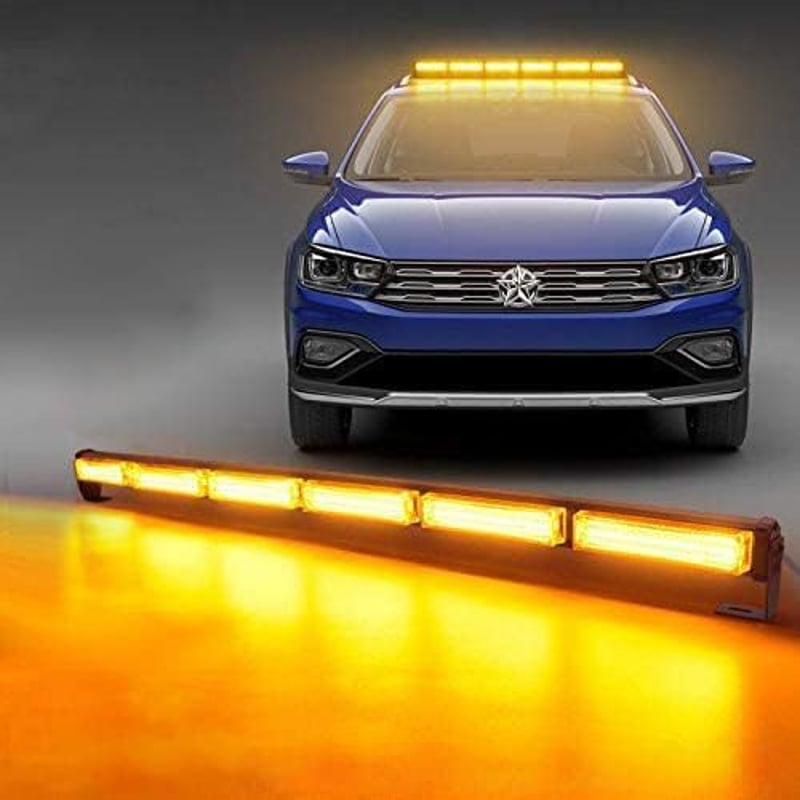 Dinfu 14 LED-es Villogó Tetőfény Autóhoz - 88,9 cm Sárga Figyelmeztető Lámpa, 14 Üzemmód, IP65 Vízálló, COB LED Technológia, Mentő/Építkezés