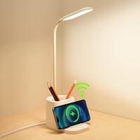 YAMYONE LED Íróasztali Lámpa Vezeték Nélküli Töltővel és Tolltartóval - 3 Színhőmérséklet, Fokozatmentes Fényerő, Érintésvezérlés, Hajlíthat 1
