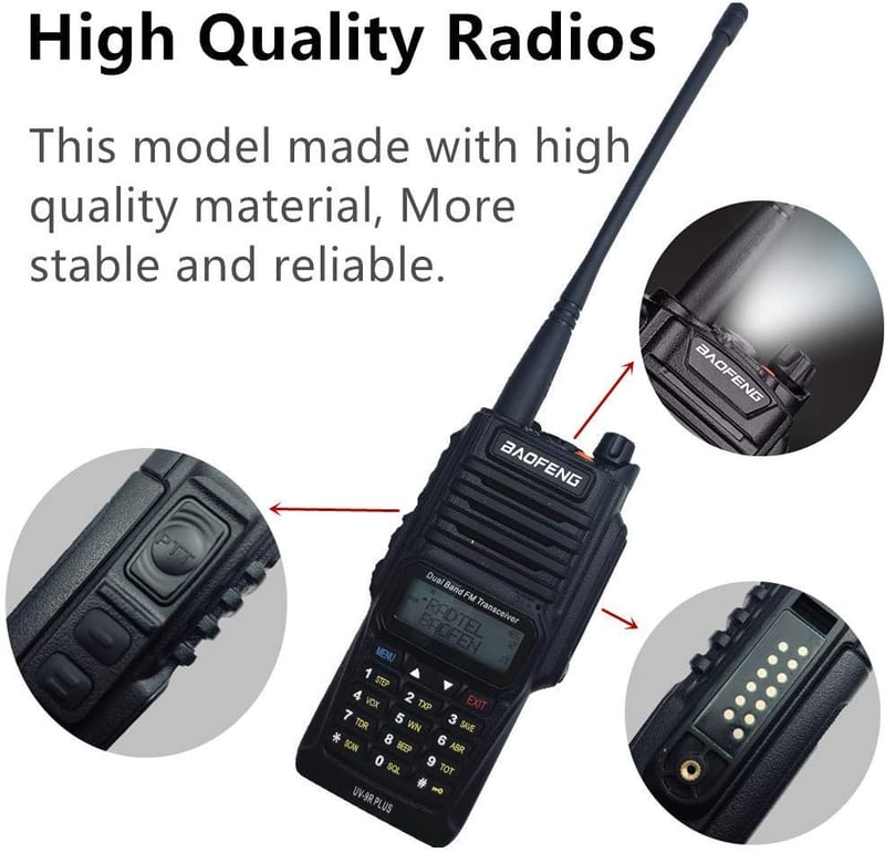 Baofeng UV-9R Plus 8W-os vízálló adóvevő, dupla sávos, FM rádióval és lámpával