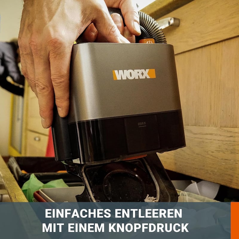 WORX 18V Akkumulátoros Kézi Porszívó, Cube Vac WX030, PowerShare, Erős Szívóerő, HEPA Szűrő, 25 Perc Üzemidő, Kompakt, Hordozható, Akkuval é