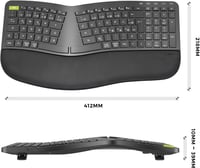 Seenda ergonomikus vezeték nélküli billentyűzet, USB-s, német kiosztású, fekete 6