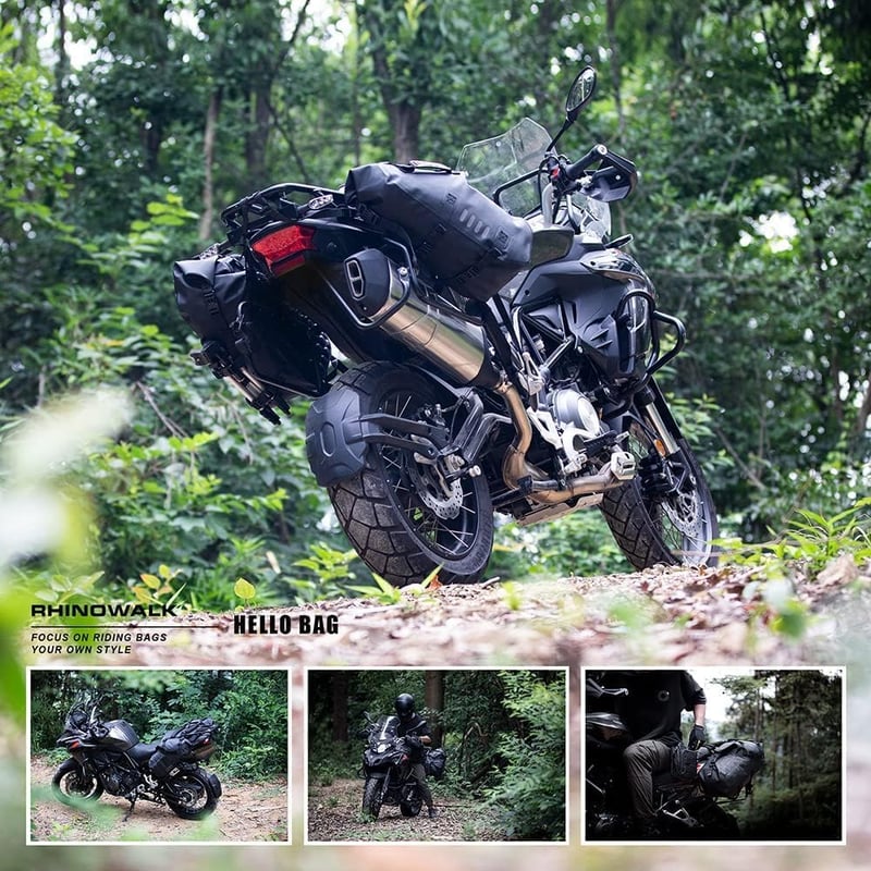 Rhinowalk Motoros Oldaltáska 48L Vízálló - Dupla Nyeregtáska Motorkerékpárhoz, Hőálló Anyag, Ütésálló Méhsejt Kialakítás, Könnyű Rögzítés