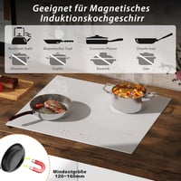 DELITEER Indukciós Főzőlap 4 Zónával, 59 cm Beépíthető, Fehér Kerámiaüveg, 3500W, 9 Teljesítményszint, Gyerekzár, Érintőgombos Vezérlés, 230 5