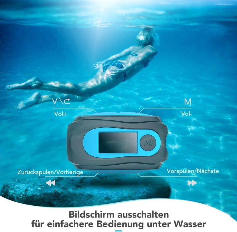 AGPTEK Bluetooth Mini Clip MP3 Lejátszó - Hordozható Zenelejátszó FM Rádióval, 64GB Micro SD Kártyával, Sportoláshoz Ideális - black