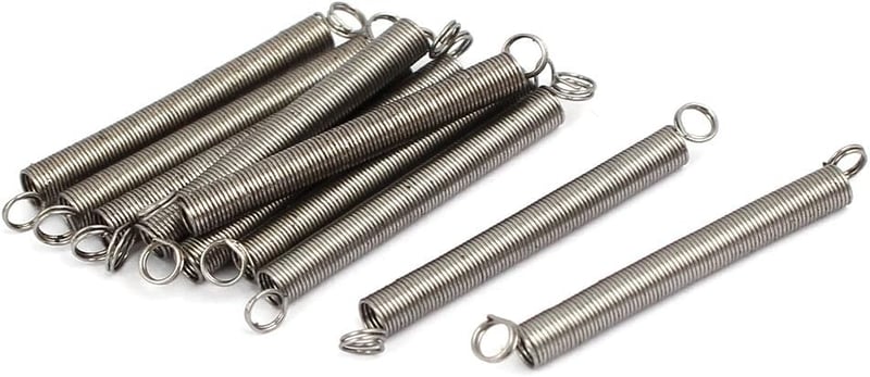 Rozsdamentes acél húzórugó készlet - 10 db, 0,3x3x30mm, ezüst színű
